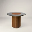 Kép 8/14 - Shelby tölgyfa-márvány kerek étkezőasztal - lavintagehome.hu