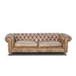 Kép 1/5 - Chesterfield bőr kanapé párnával tölgyfa lábbal 240cm-lavintagehome.hu