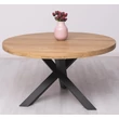 Kép 5/8 - Kerek tölgyfa étkezőasztal csillag falábbal 130cm - lavintagehome.hu