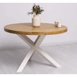 Kép 7/8 - Kerek tölgyfa étkezőasztal csillag falábbal 130cm - lavintagehome.hu