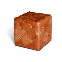 Chesterfield bőr puff - lavintagehome.hu