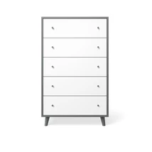 New York 5 fiókos magas komód - Szürke és fehér