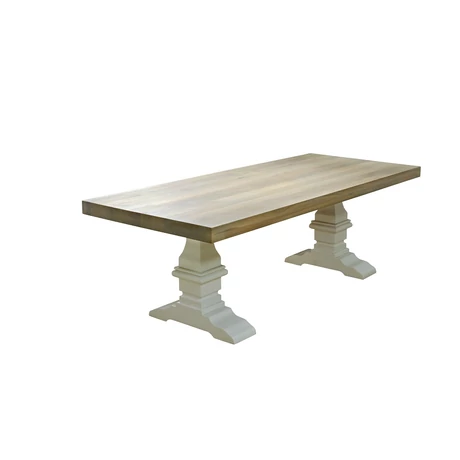 Nirvana tölgyfa étkezőasztal 140cm fehér fenyőlábbal - lavintagehome.hu