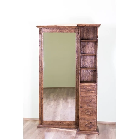 Rusztikus fenyőfa előszobaszekrény tükörrel - lavintagehome.hu