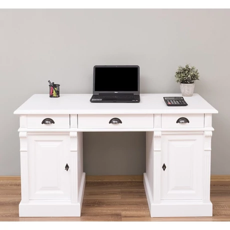 Fenyőfa íróasztal 3 fiókos, 2 ajtós - lavintagehome.hu