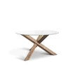 Kép 2/7 - Rio üveglapos tölgyfa kerek étkezőasztal 140 cm - lavintagehome.hu