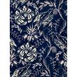 Kép 1/2 - Folk Embroidery Indigo design tapéta virágos - lavintagehome.hu