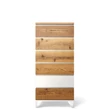 Kép 1/8 - Pandora prémium tölgyfa magas komód 6 fiókos Fényes fehér - lavintagehome.hu