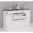 Kép 12/17 - Fenyőfa cipősszekrény tölgyfa fedlappal 2+2 ajtós, 4 fiókos - lavintagehome.hu