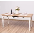 Kép 2/6 - Tölgyfa étkezőasztal fenyőfa lábbal 3 fiókos - lavintagehome.hu