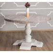Kép 1/6 - Kerek fenyőfa étkezőasztal faragott lábbal 130cm - lavintagehome.hu