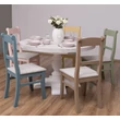 Kép 3/6 - Kerek fenyőfa étkezőasztal faragott lábbal 130cm - lavintagehome.hu