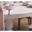 Kép 4/6 - Kerek fenyőfa étkezőasztal faragott lábbal 130cm - lavintagehome.hu
