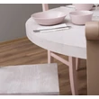 Kép 5/6 - Kerek fenyőfa étkezőasztal faragott lábbal 130cm - lavintagehome.hu