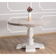 Kép 6/6 - Kerek fenyőfa étkezőasztal faragott lábbal 130cm - lavintagehome.hu