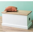 Kép 1/4 - Fenyőfa ágyneműtartó láda tölgy ülőlappal - lavintagehome.hu