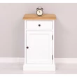 Kép 6/8 - Fenyőfa éjjeliszekrény 1 fiókos, 1 ajtós, tölgyfa fedőlap - lavintagehome.hu