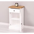 Kép 7/8 - Fenyőfa éjjeliszekrény 1 fiókos, 1 ajtós, tölgyfa fedőlap - lavintagehome.hu
