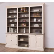 Kép 1/7 - Fenyőfa könyvszekrény 4 ajtós, polcos, fiókos - lavintagehome.hu