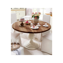 Jersey kerek tölgyfa étkezőasztal fehér lábbal - lavintagehome.hu