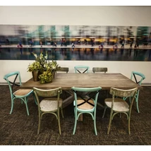Sasa tölgyfa étkezőasztal csillag alakú falábbal - lavintagehome.hu