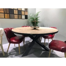 Wales tölgyfa kerek étkezőasztal fémlábakkal - lavintagehome.hu