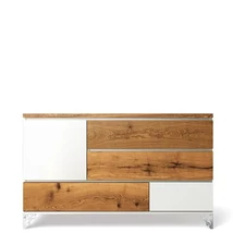 Pandora prémium tölgyfa komód 5 fiókos Fényes fehér - lavintagehome.hu