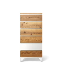 Pandora prémium tölgyfa magas komód 6 fiókos Fényes fehér - lavintagehome.hu