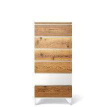 Pandora prémium tölgyfa magas komód 6 fiókos Fényes fehér - lavintagehome.hu