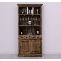 Fenyőfa bárszekrény 2 ajtós, pohártartóval - lavintagehome.hu