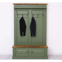 Fenyőfa előszoba bútor ülőkével 2 ajtós tárolóval - lavintagehome.hu