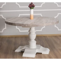 Kerek fenyőfa étkezőasztal faragott lábbal 130cm - lavintagehome.hu