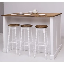 Rusztikus fenyő konyhasziget 3 bárszékkel, barna-fehér-lavintagehome.hu