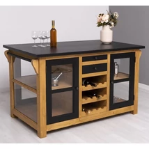 Fenyőfa konyhasziget bortartóval - lavintagehome.hu