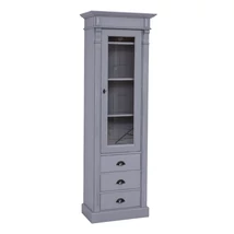 Fenyőfa vitrin üvegajtós, 3 fiókos - lavintagehome.hu