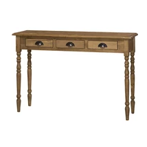 Fenyőfa konzolasztal 3 fiókos, esztergált lábakkal - lavintagehome.hu