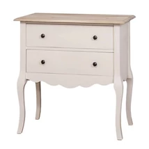Fenyőfa konzolasztal tölgy asztallappal 2 fiókos - lavintagehome.hu