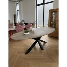 Kiárusítás tölgyfa ovális asztal csillag fémlábakkal-lavintagehome.hu