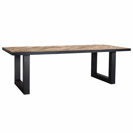 Excelsior tölgyfa étkezőasztal U alakú fémlábakkal - lavintagehome.hu