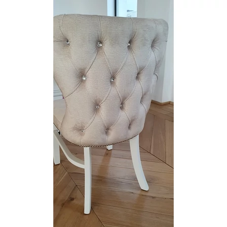 Siena kárpitozott tölgyfa étkezőszék kristálygombokkal - lavintagehome.hu