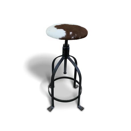 Piano kovácsoltvas bárszék tehénbőrrel kárpitozva - lavintagehome.hu