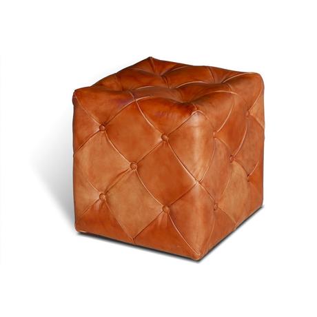 Chesterfield bőr puff - lavintagehome.hu