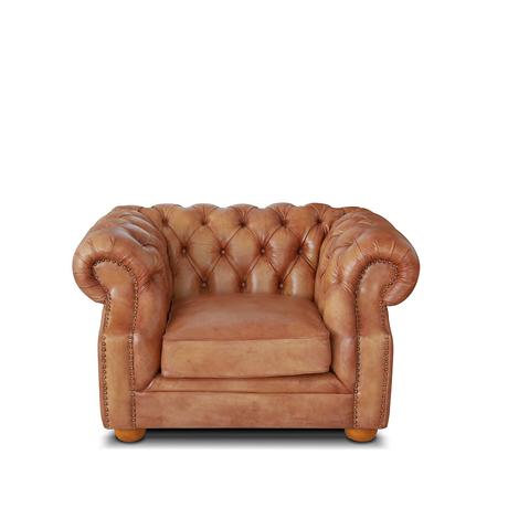 Chesterfield bőrfotel tölgyfa lábbal - lavintagehome.hu