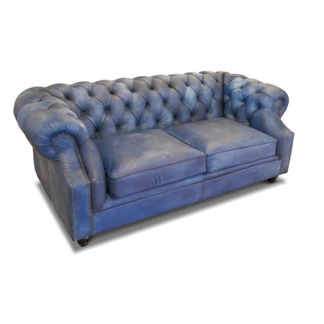 Chesterfield bőr kanapé tölgyfa lábbal 2 személyes - lavintagehome.hu