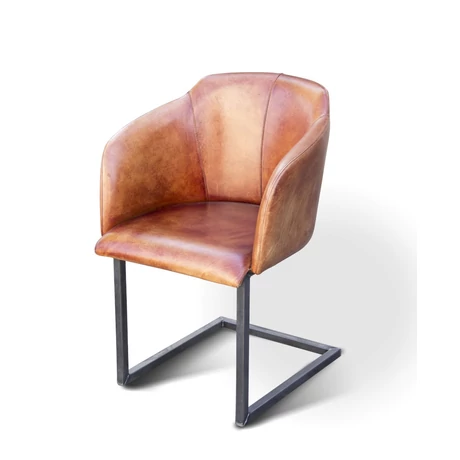 Shell fémvázas karfás bőr étkezőszék - lavintagehome.hu