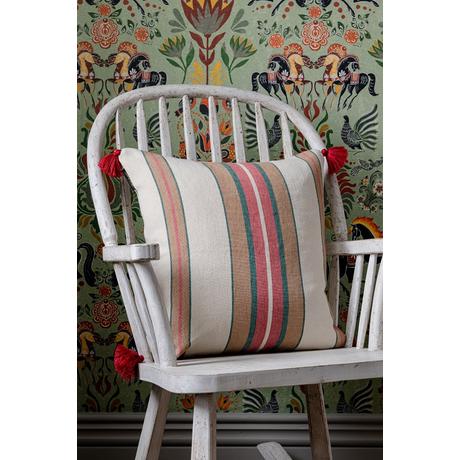 Herina design díszpárna csíkos, bojttal - lavintagehome.hu