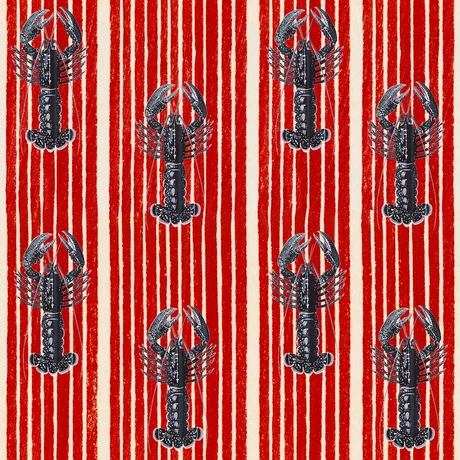 Mediterranean Lobster design tapéta piros  - lavintagehome.hu