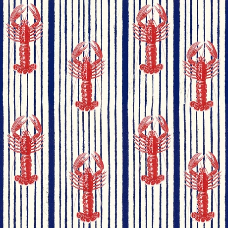 Mediterranean Lobster design tapéta fehér - lavintagehome.hu