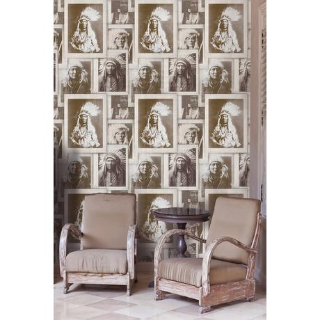 Indian Chiefs Sepia design tapéta klasszikus - lavintagehome.hu