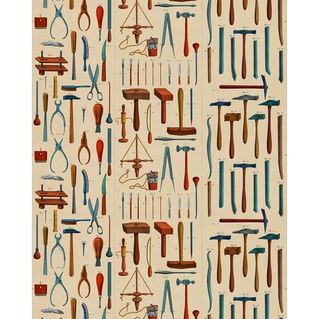 Old Tools design tapéta vintage - lavintagehome.hu